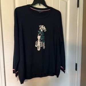 Ladies a dark Blue Sweater with Scottie Dog 2X
